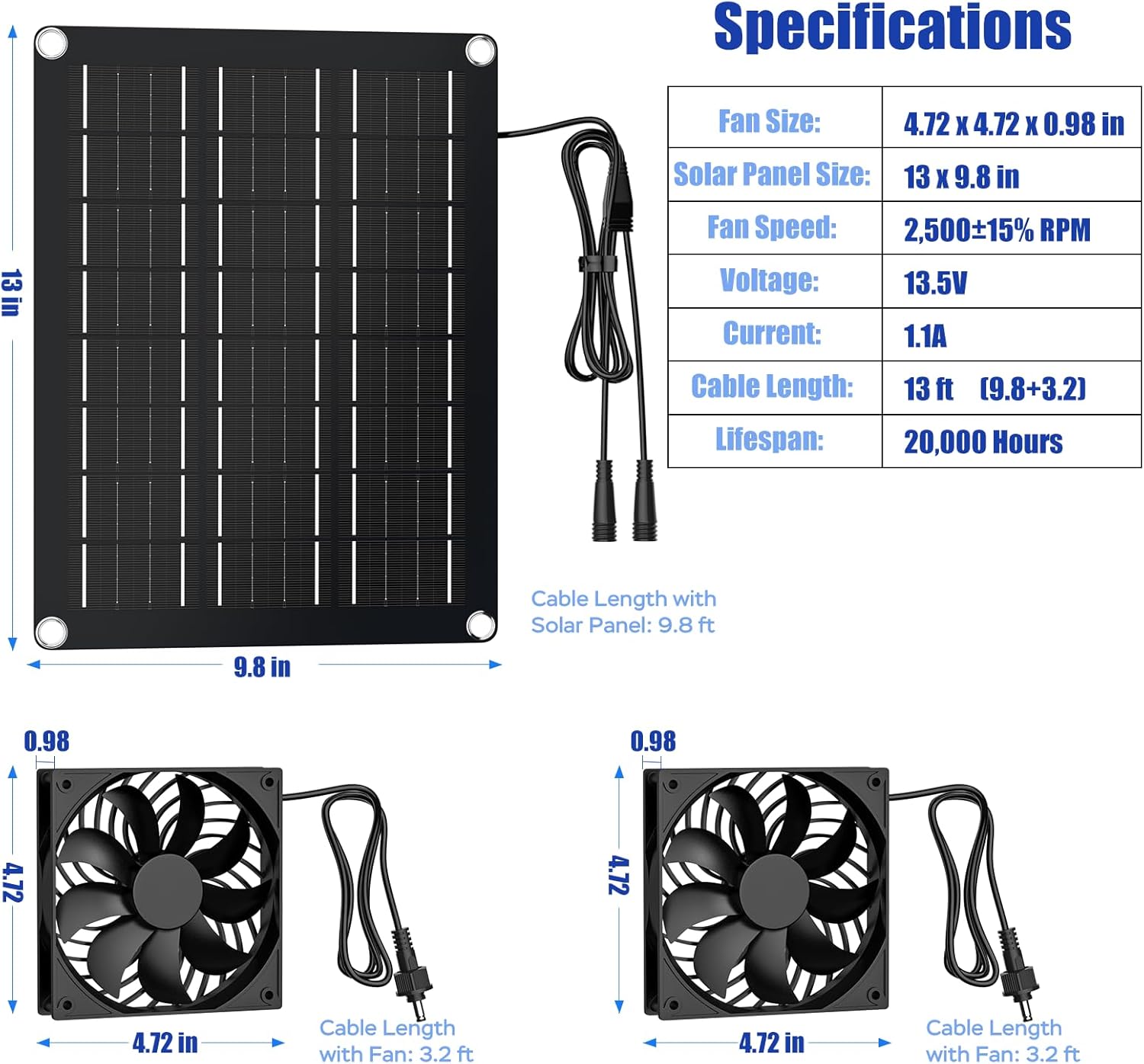 Product specifications and dimensions