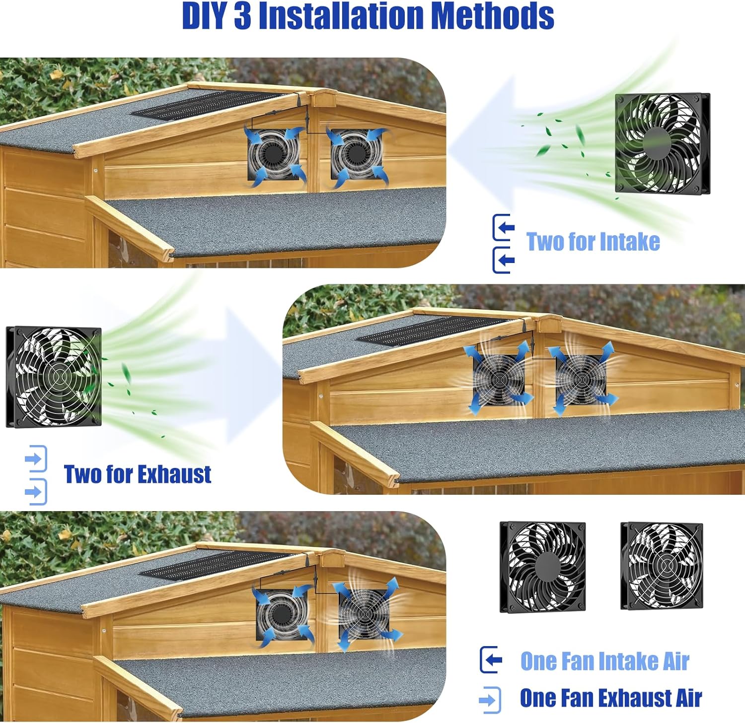Three installation methods for fan placement