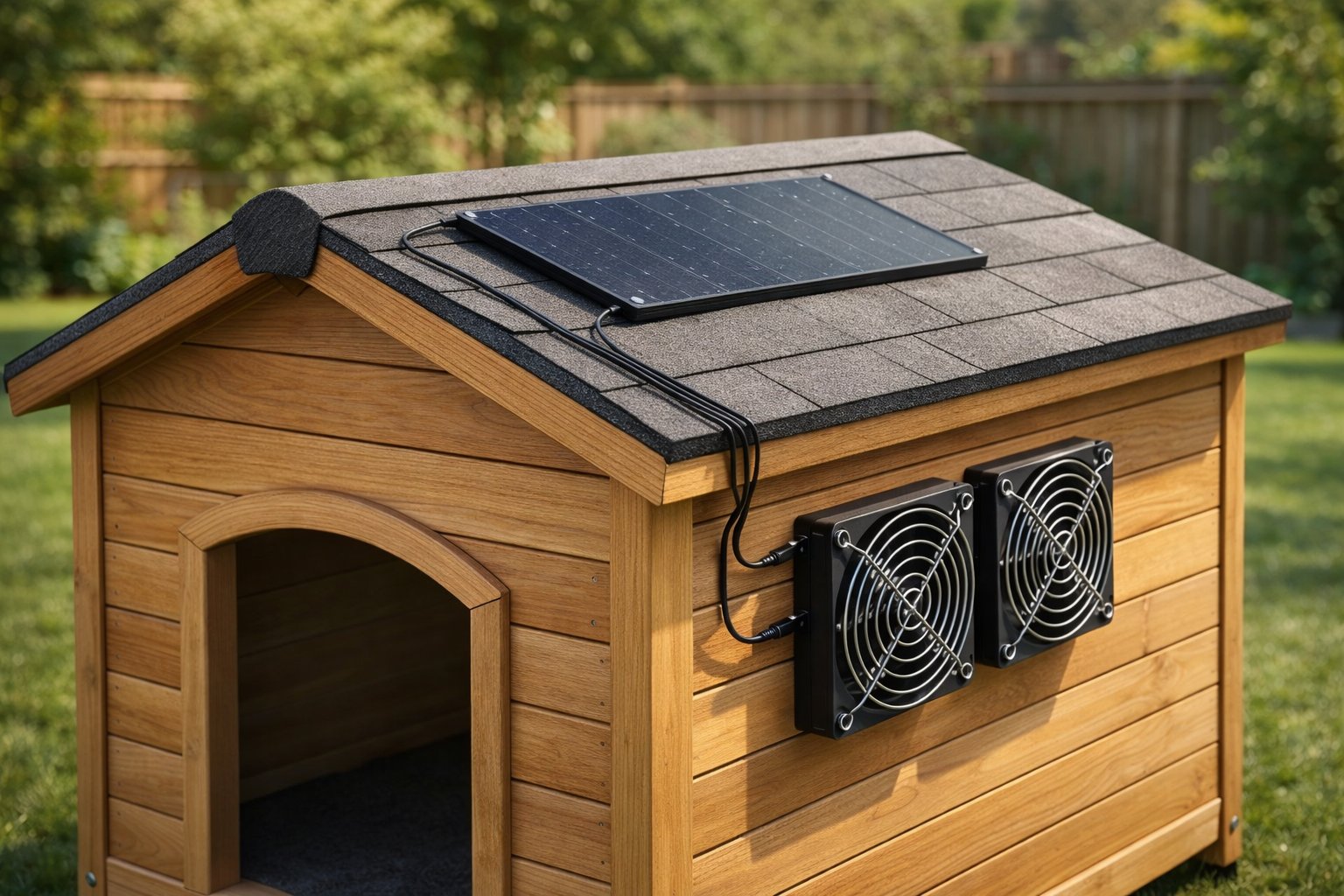 SolBreeze installed on dog house